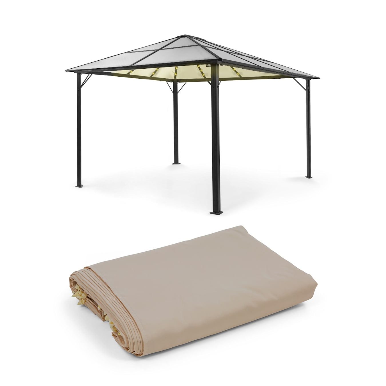 Schep Hinder lied Pantheon Solid Sky Ambient zonne-energie paviljoen 3 x 4 zonne-energie  verlichting Taupe