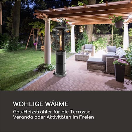 Goldflame Deluxe Terrassenheizstrahler 36.000BTU/11kW mobil Edelstahl Silber-Metallic