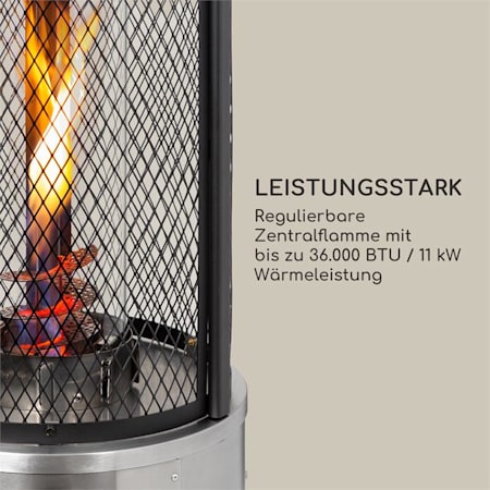 Goldflame Deluxe Terrassenheizstrahler 36.000BTU/11kW mobil Edelstahl Silber-Metallic