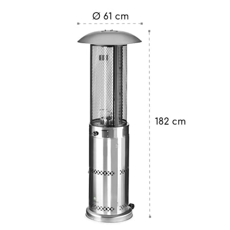 Goldflame Deluxe Terrassenheizstrahler 36.000BTU/11kW mobil Edelstahl Silber-Metallic