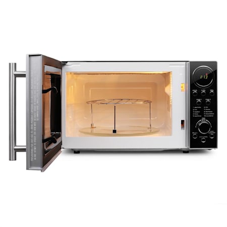 Luminance Prime Mikrowelle mit Grill 700W 20 Liter Edelstahl Klarstein Mikrowellen Ofen schwarz mit Drehteller 20L 700W
