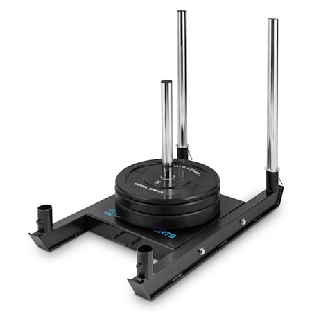 Schnellkrafttraining Stahl Capital Sports Sledster Plus Gewichtsschlitten Sprint- und Zugschlitten Druck- und Zug/übungen schwarz Powerschlitten 7 cm Gleitschienen Gewichte mit /Ø 50 mm