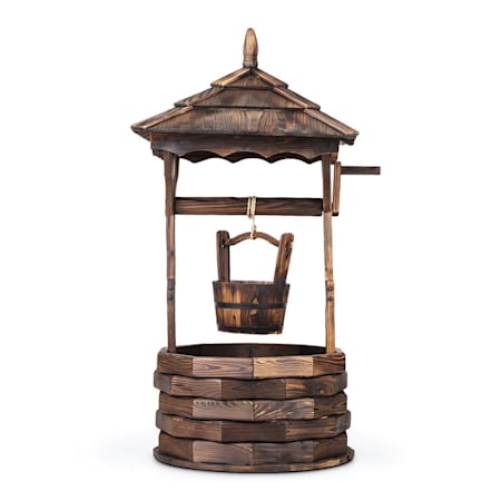 Loreley Garten Brunnen Garten Dekoration 125cm Tannenholz Geflammt