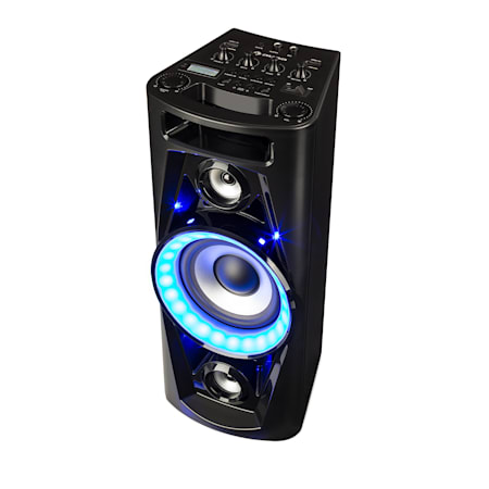 UltraSonic Pulse V6-40 Party-Audiosystem | Lautsprecher: 1 x 5,5“ Tieftöner  2 x 1,7“ Hochtöner | 40 W RMS / 160 W Musikleistung | Akku | Bluetooth USB  MP3 AUX Guitar-IN | musiksensitiver LED-Lichteffe