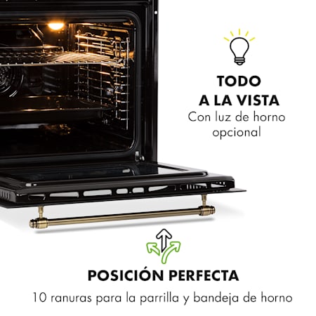 Klarstein Victoria Horno empotrable Diseño retro 9 funciones 50-250°C negro  Negro