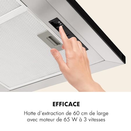 Klarstein Galina 90 Hotte Aspirante 90cm 350m H Classe B Inox Verre Noir