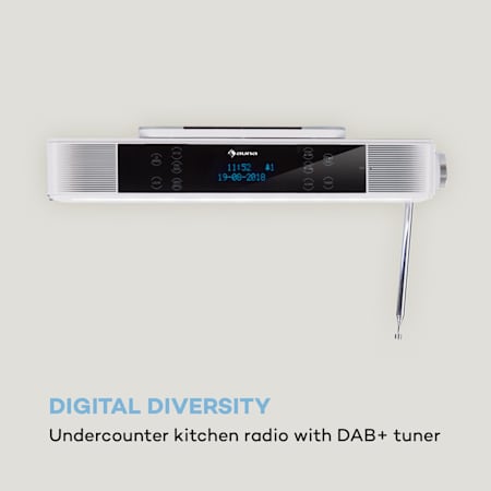 kr 140 dab kuchenradio unterbau radio freisprechfunktion easyclean surface technology stromsparende led beleuchtung dab fm radio tuner einstellbare eieruhr dual alarm 40 senderspeiche