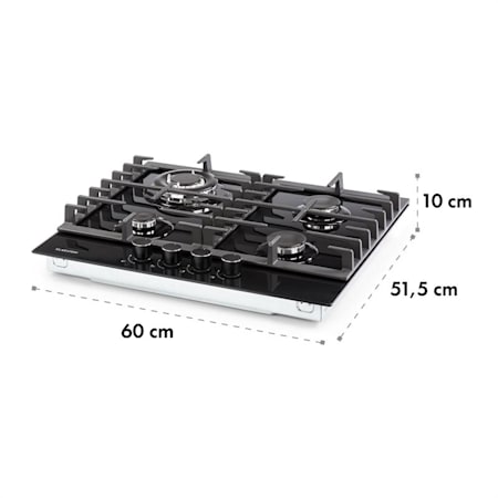 Spegnimento Automatico 60 cm Valvole di Sicurezza Gas Naturale//Gas Propano Piano Cottura a Gas KLARSTEIN Ignito Piastra da Incasso Nero 4 Fuochi Bruciatore Sabaf Acciaio Inox