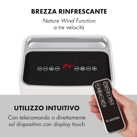 Raffrescatore Evaporativo Funzione NatureWind con 3 Velocit/à KLARSTEIN IceWind Umidificatore Flusso: 222 m/³//h 36,5 Watt Bianco Ghiaccio Ventilatore Depuratore dAria 4in1