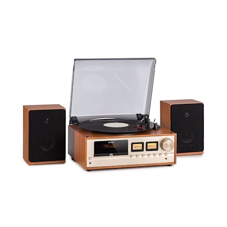 auna Oxford Chaîne stéréo DAB+/FM Bluetooth Vinyle CD AUX-In champagne