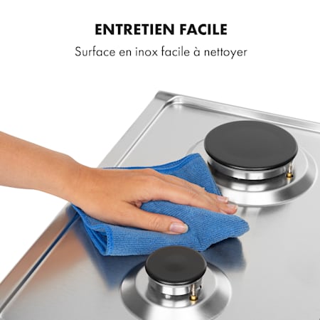 Klarstein Ignito Domino Table De Cuisson A Gaz 2 Bruleurs Sabaf Inox Argent