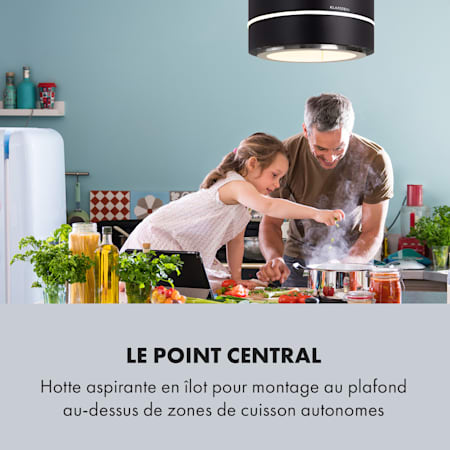 Klarstein Tron Ambience Hotte Ilot Aspirante O 38 Cm 540 M H Classe A Noire