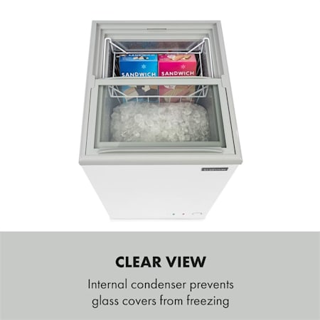 Klarstein Pro Eispalast Diepvrieskist Vrijstaand 60l Mand Glazen Schuifdeksel Wit