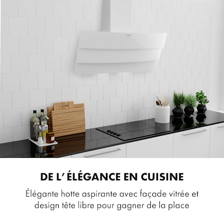 Klarstein Antonia Hotte Murale 90cm 350m H Panneau Tactile Classe B Blanc