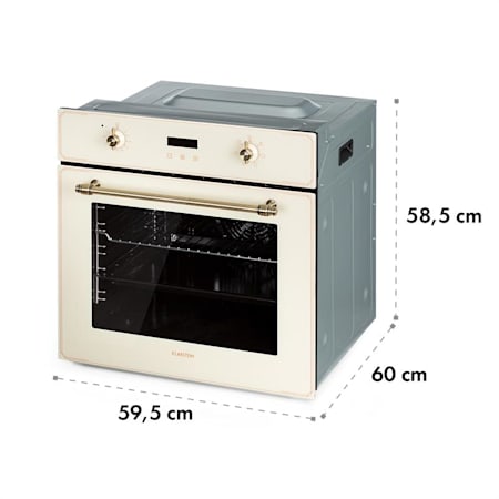 Klarstein Elizabeth Horno encastrable diseño retro 6 funciones 50-250°C  color crema Crema