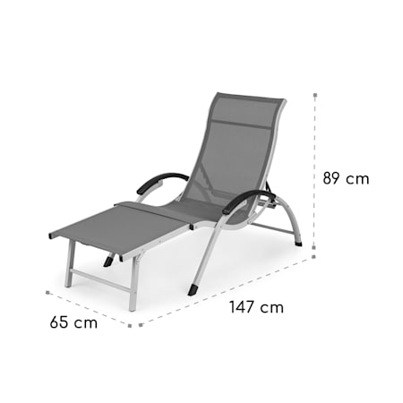 MultiBrands Liegestuhl, klappbar, Aluminium, Sitzbezug Weiß, Silber  lackiert : : Garten