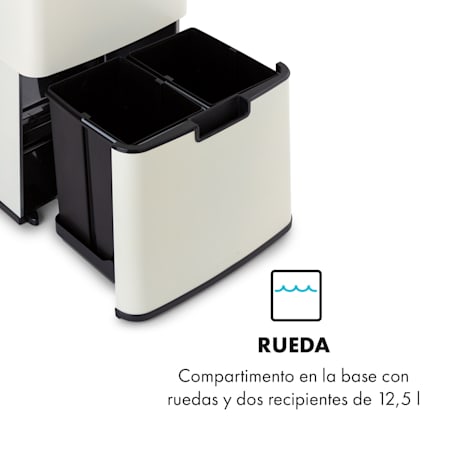 Basura y desechos reciclables: 43 y 2 x 12,5 L Cubo de Basura con Sensor Blanco KLARSTEIN Royal Trash Cubo Bio con Tapa: 4 L 72 L de Volumen en 4 recipientes Apertura y Cierre autom/ático