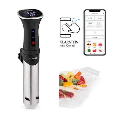 1200 Watt Controllo con App Immersione Minima: 11 cm 3D Circulation Display Touch Antracite KLARSTEIN Quickstick Smart Timer Volume: 10-15 L Circolatore per Sous Vide Temperature: 20-95 /°C