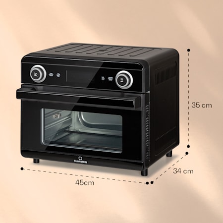 AeroVital Jumbo Friggitrice ad aria essiccatore Tostapane Fornetto |  Potenza: 1550 Watt | Volume: 18 litri | Temperatura: da 30 a 230 °C | 10  programmi | Funzione essiccazione | 60 min funzione keep-w Nero