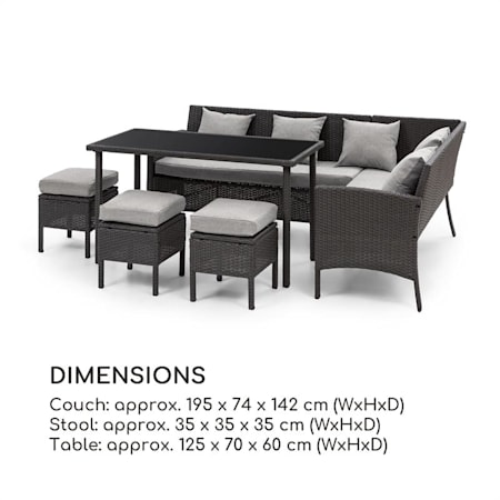 Titania Dining Lounge Set Gartengarnitur Essecke Tisch 3 Hocker 5