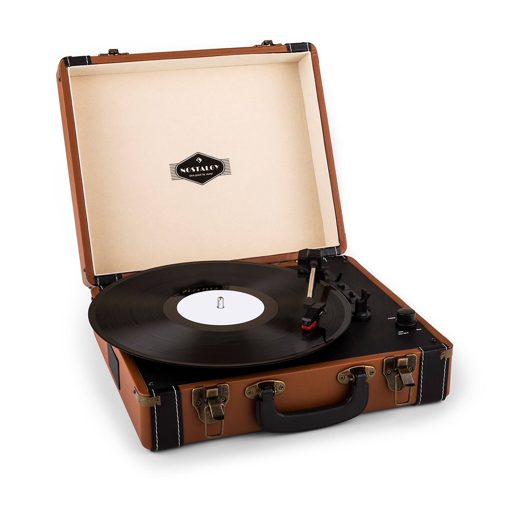 Jerry Lee Retro Record Player Turntable LP USB Brown Tobacco