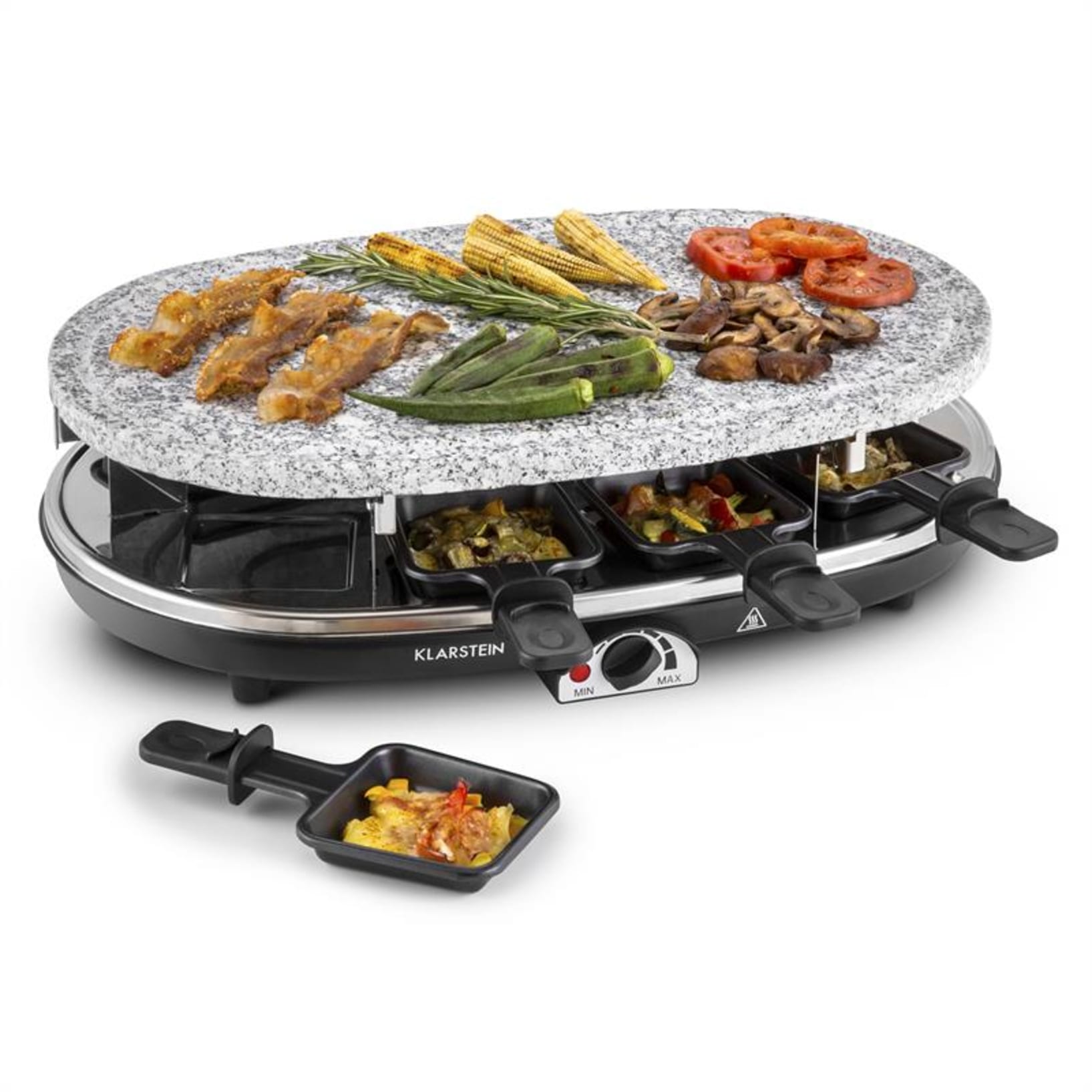 Raclette Grill, Dispositivo per raclette, 8 persone, Griglia da tavolo, Grill, Griglia elettrica, Griglia per raclette, Piastra in pietra  naturale massiccia e rivestita