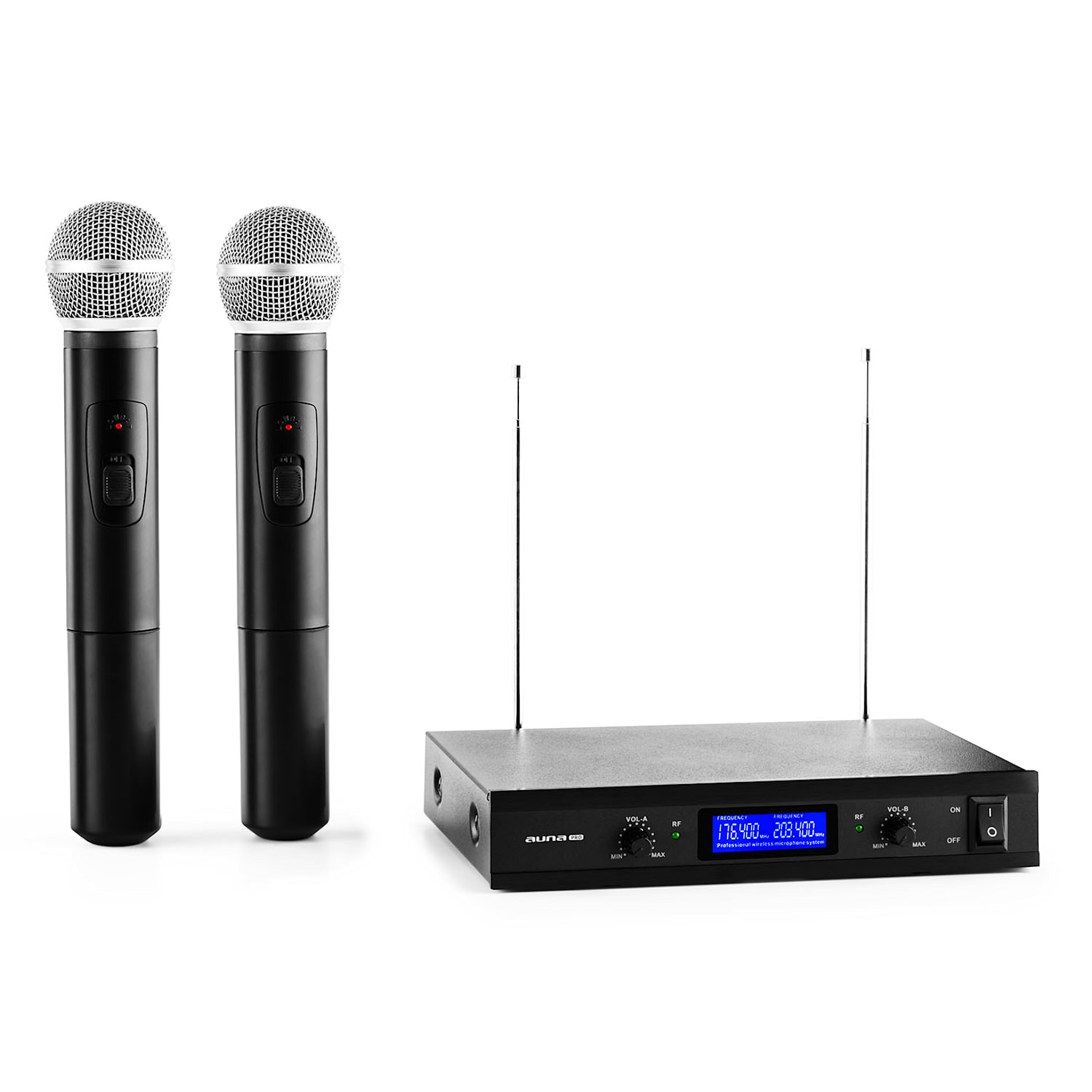 Sistema profesional con 2 micrófonos inalámbricos VHF