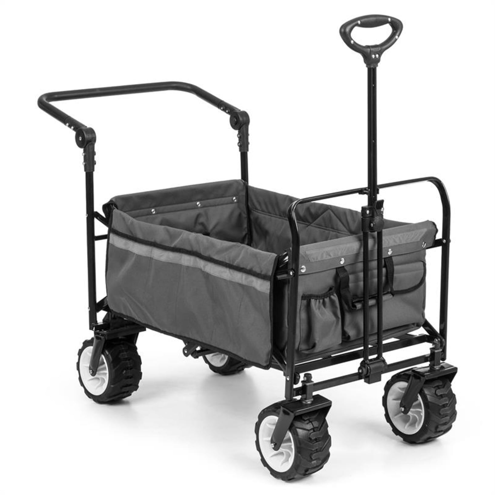 Waldbeck Easy Rider chariot de transport avec toit charge 70kg barre  télescopique pliant gris Gris