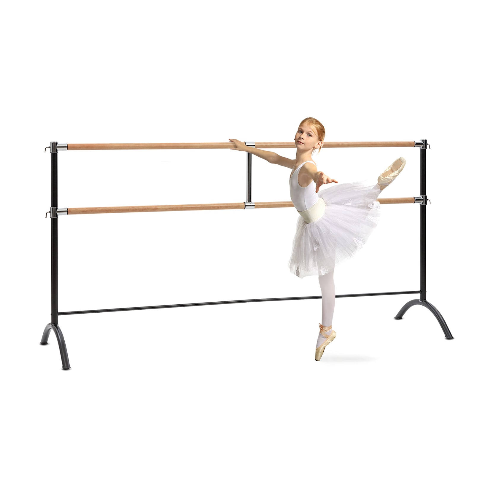 Freestanding Adjustable Two Sided WOOD Ballet Barre