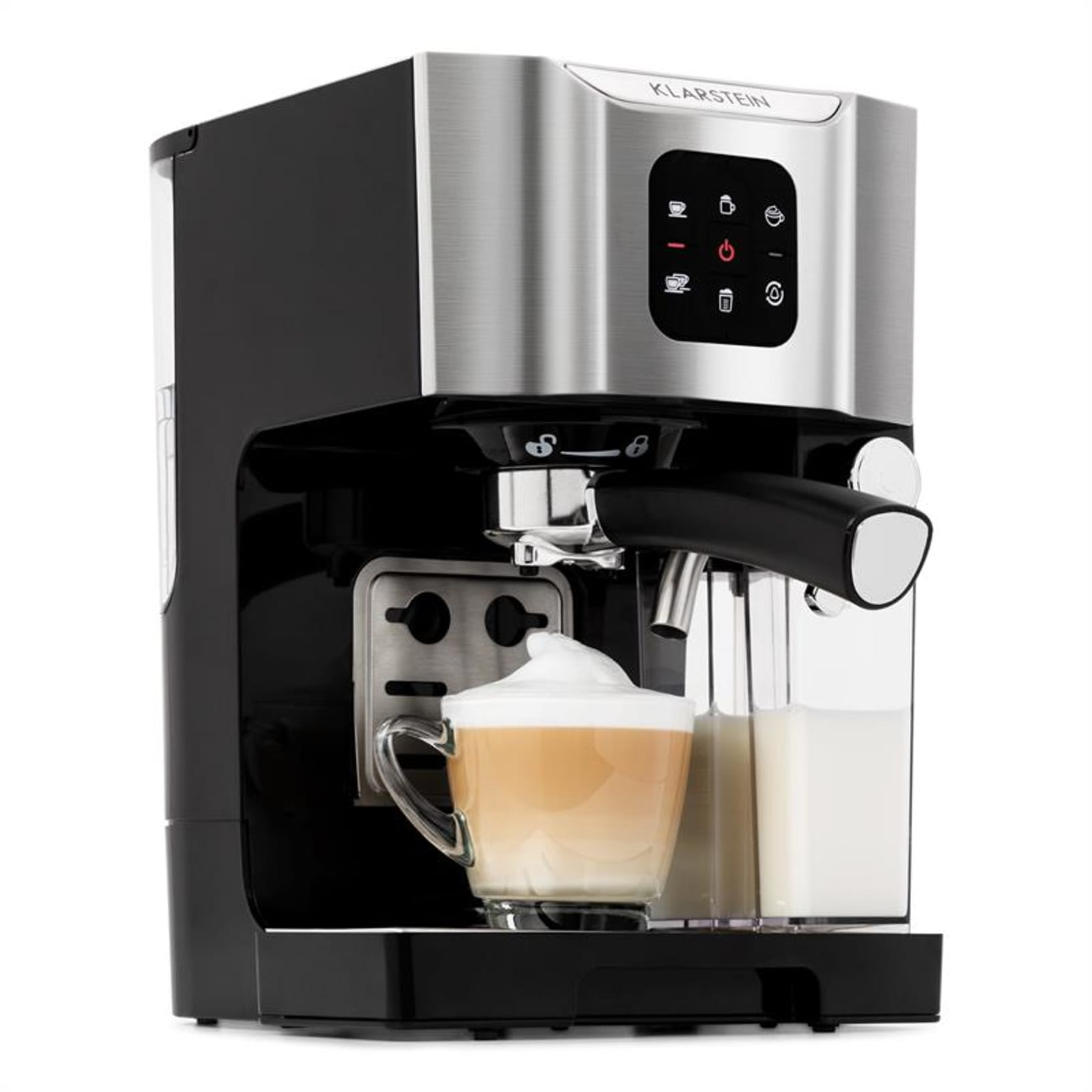 BellaVita koffiezetapparaat | 3-in-1 functie: espresso, cappuccino en macchiato | melkopschuimer | 1450 watt vermogen | 20 bar pompdruk | One-Touch Control | zeefhouder | 1,4 liter watertank | 0