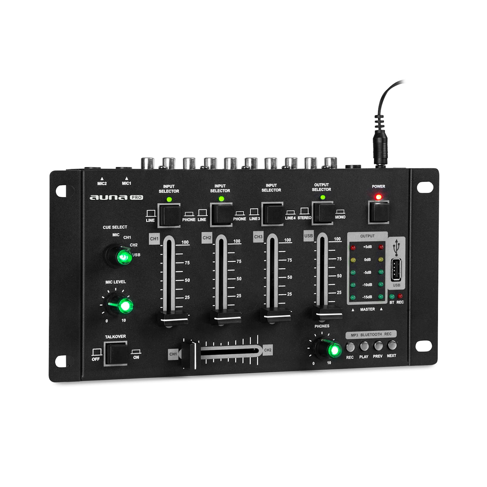 Table de mixage DJ professionnelle, amplificateur de mixage audio numérique  Console de mixage de son stéréo 4 canaux Bluetooth USB pour scène de