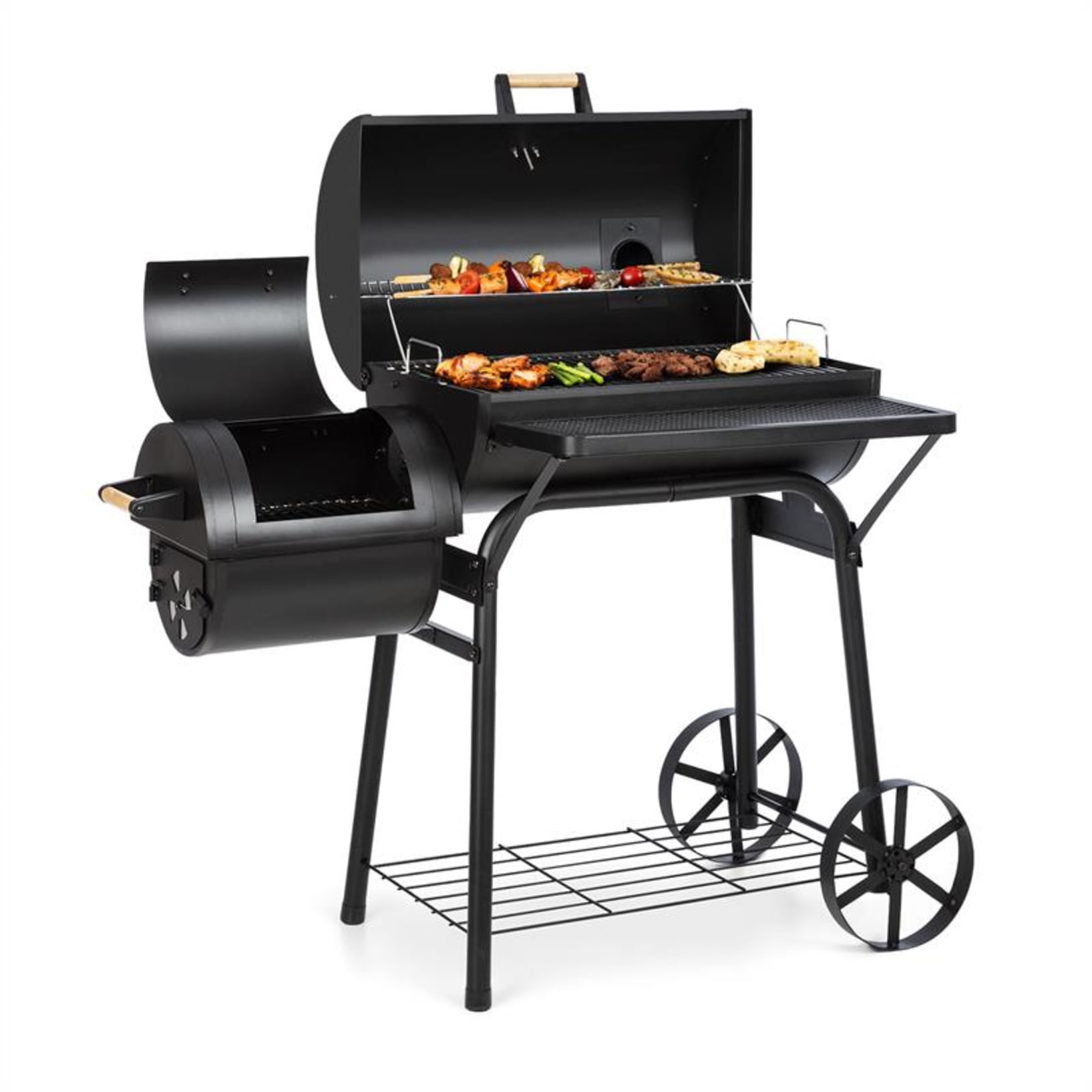 Klarstein Meat Machine Charcoal Grill 45x32.5cm Thermometer Floor Rollers  Black