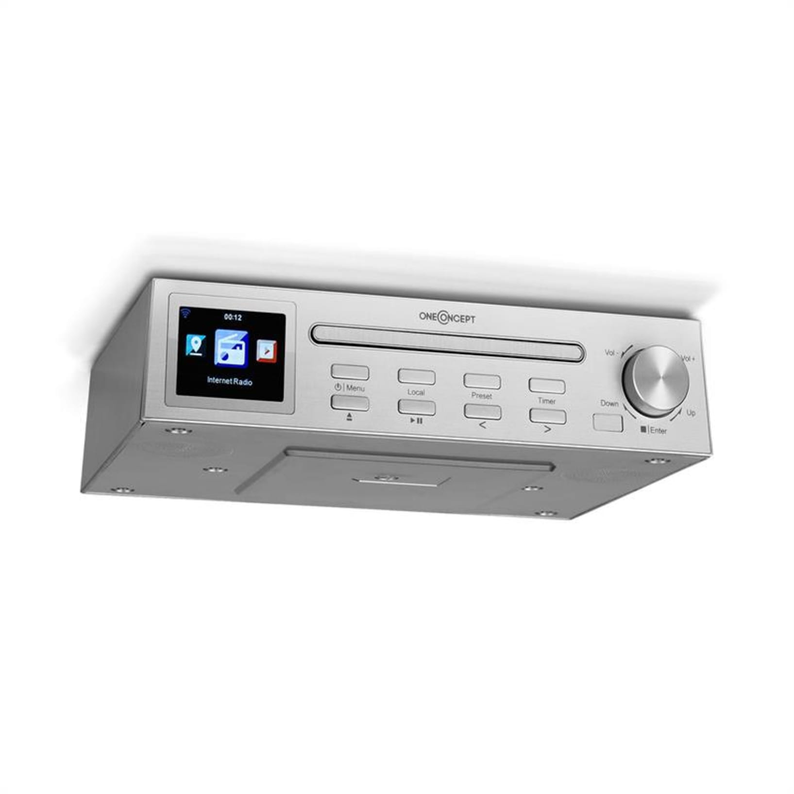 oneConcept Streamo Chef Radio de cocina Reproductor de CD BT 2,4HCC  Display Plateada