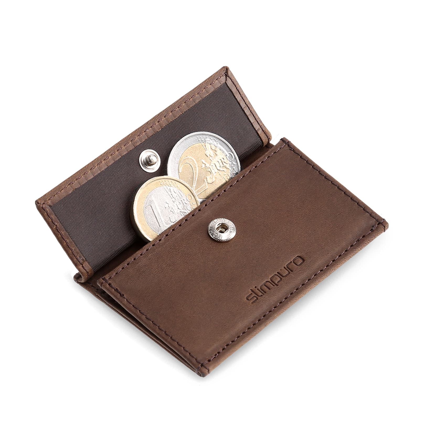 Pochette pour pièces de monnaie, pour les portefeuilles ZNAP Slim Wallet 8  et 12, rangement pratique des pièces, jusqu'à 10 pièces, avec carte de  blocage RFID, bouton poussoir, dimensions : 5,9 Structure de liège