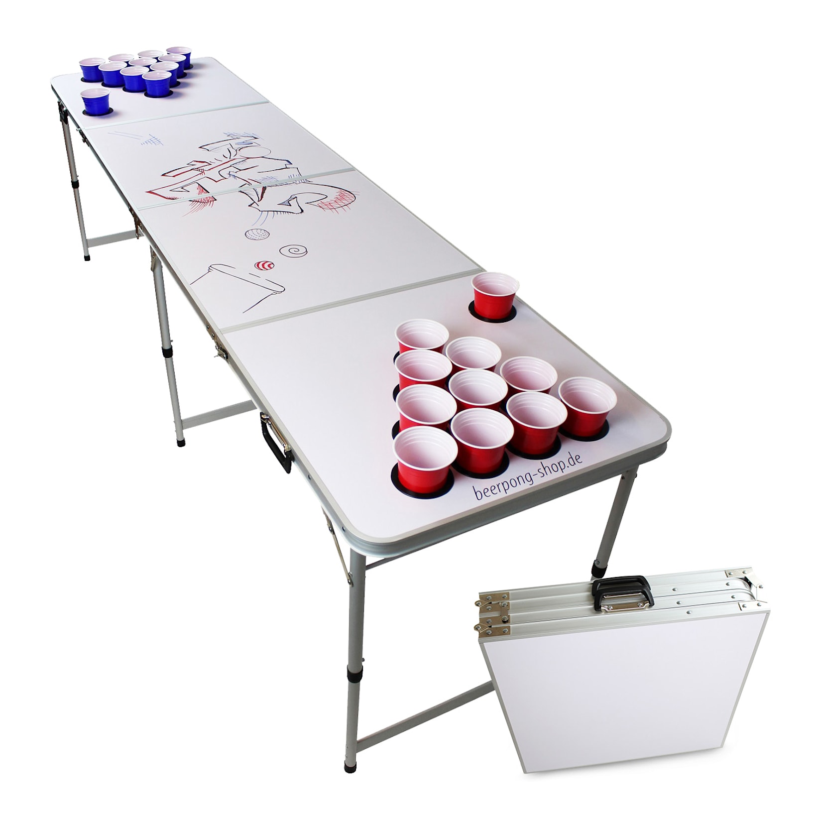 Set Beer Pong I 180 x 60 cm I Tapis de terrain au design électrique