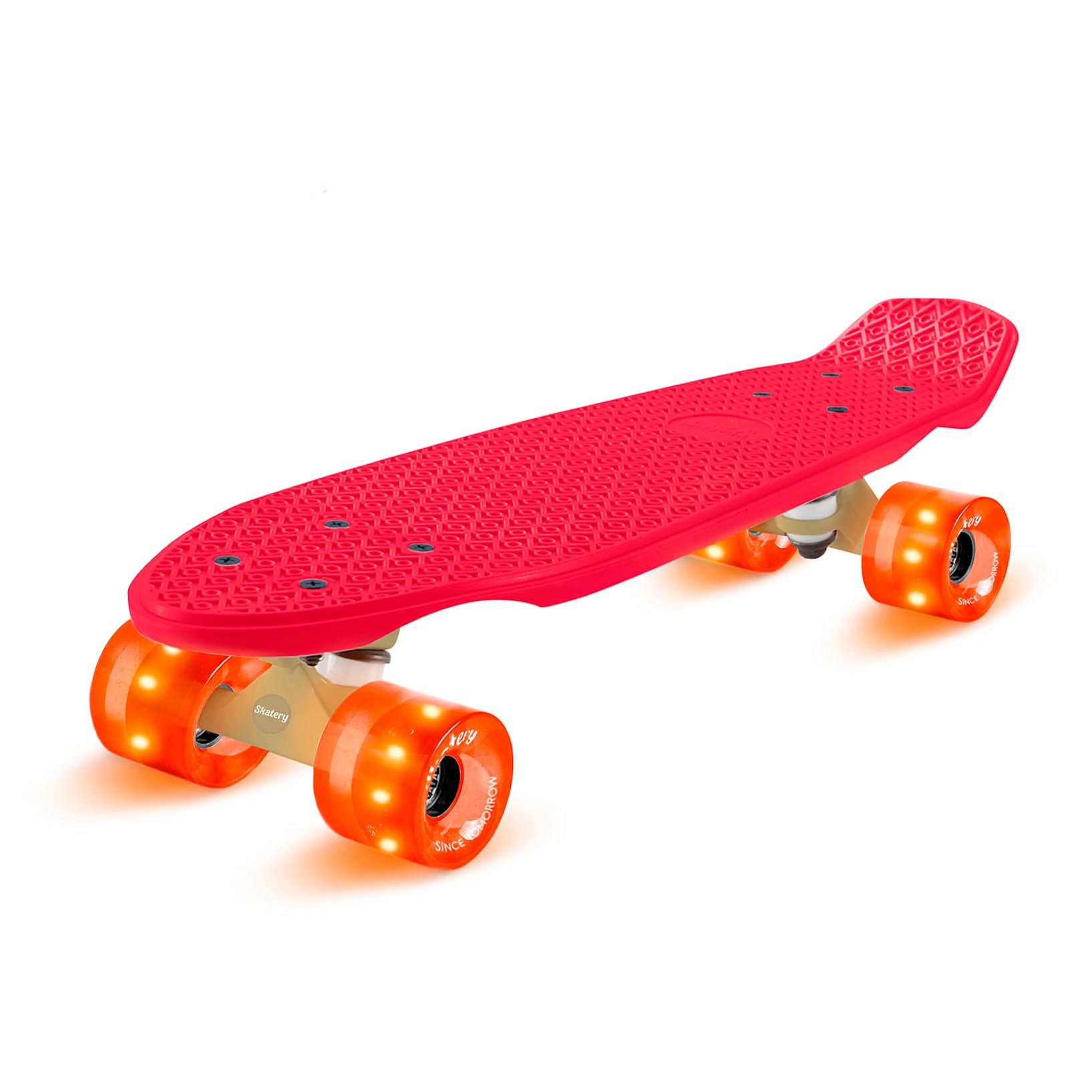 Mini Cruiser Skateboard Trickboard | pre deti a dospelých | nosnosť: max.  100 kg | 22" doska: PP plast / vaflový povrch | hliníkové podvozky |  kolieska: PU / tvrdosť 88A / Ø 59 mm | guľôčkové ložiská Červená | Oranžová
