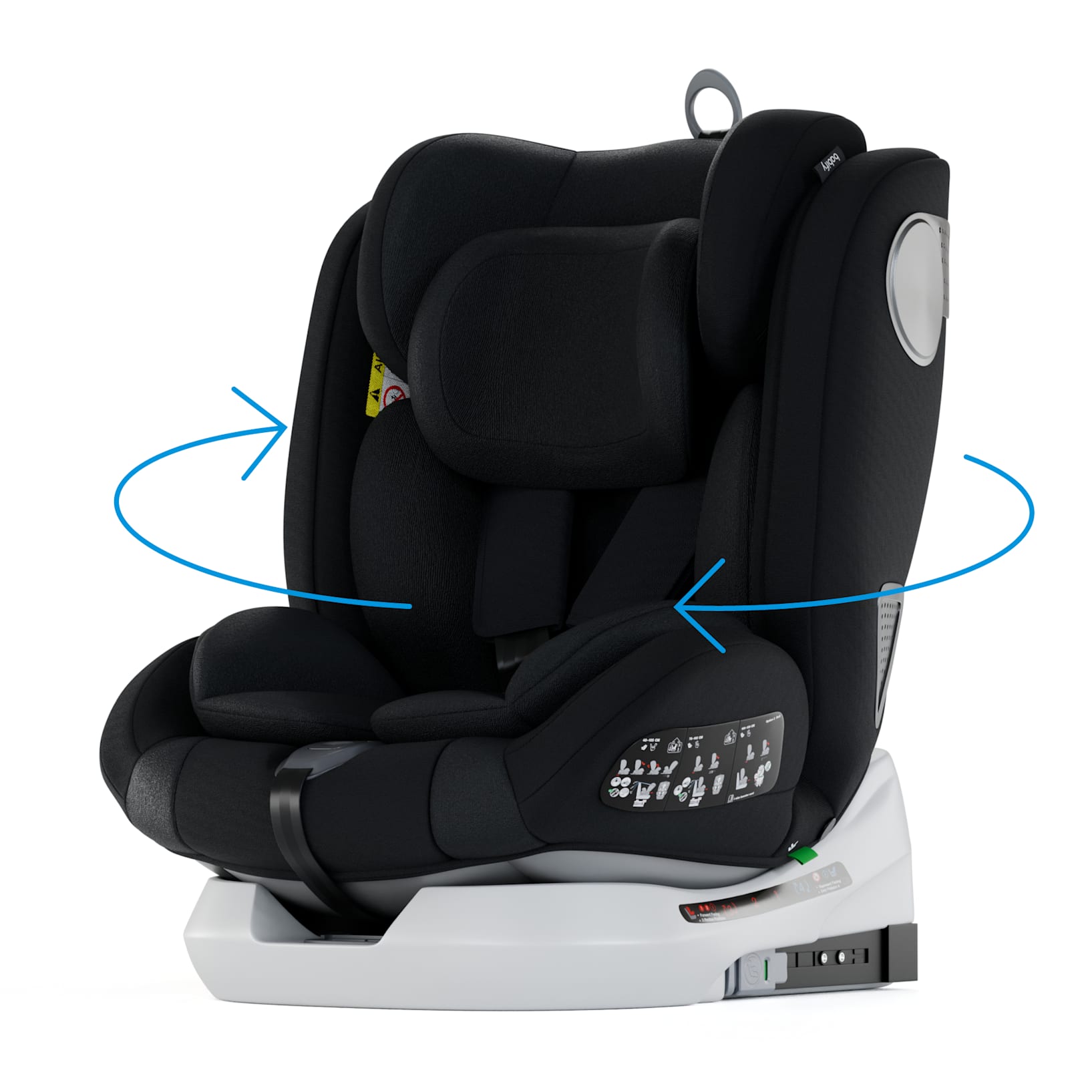 Siège auto pour enfant pivotant à 360°, 0-12 ans, Système de fixation  ISOFIX, appui-tête, Système de harnais à 5 points, Poignée de levier  pivotant : rotative à 360°