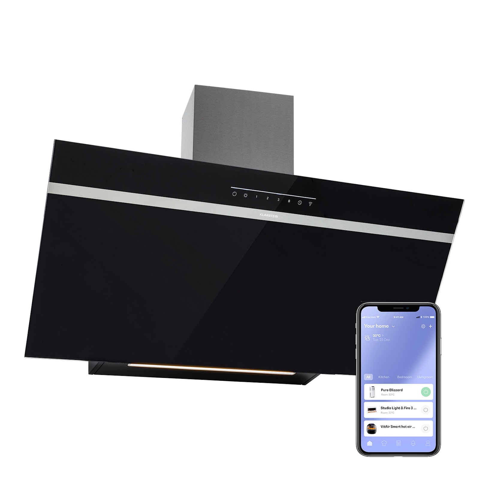 Ava 60 - Cappa aspirante, 60 cm, WiFi, Cappa a parete, Classe di  efficienza energetica: A++, Funzione di scarico, 515 m³/ora, Red Line  Control, Schermo digitale, Illuminazione LED del piano c 60 cm