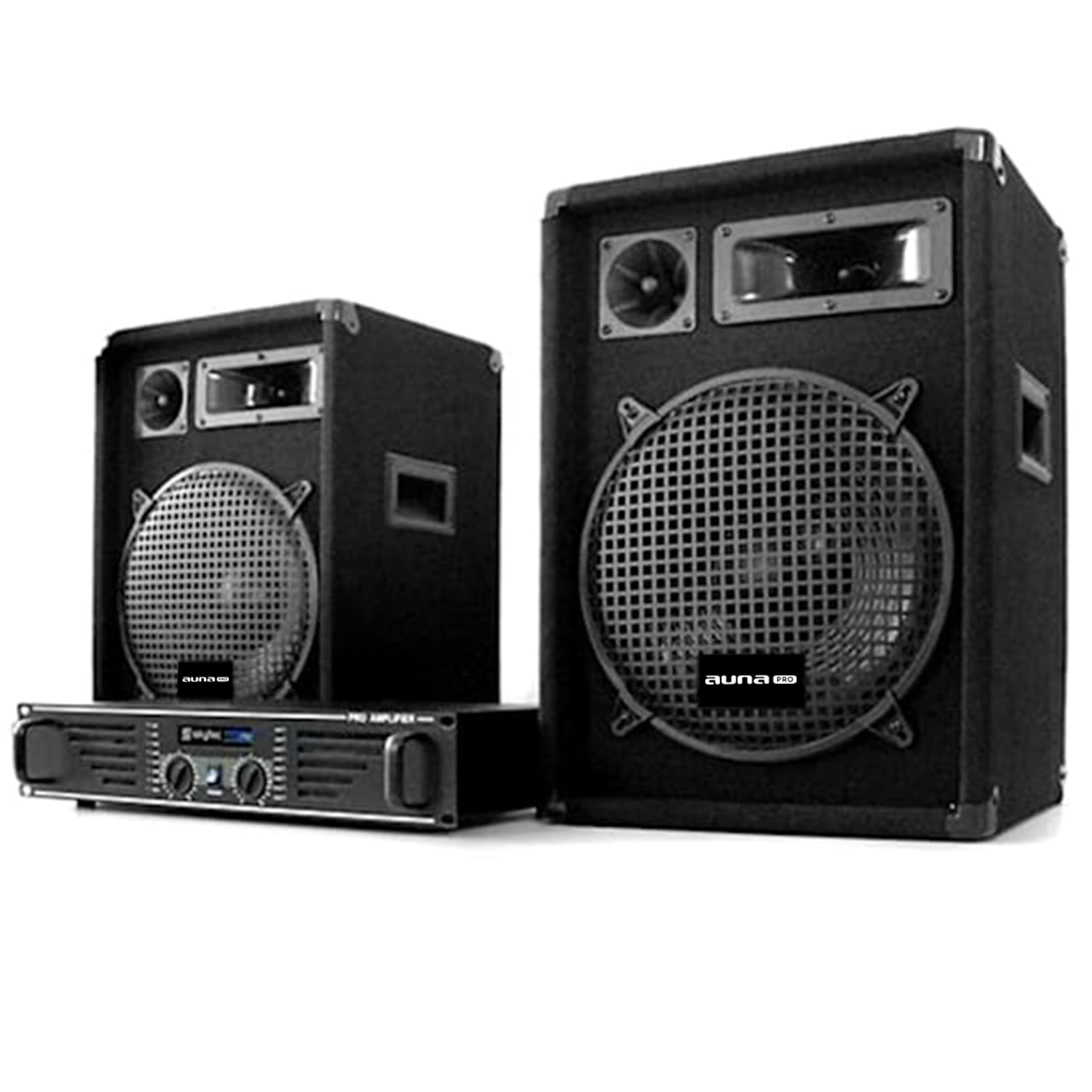 DJ PA szett 1000 Wattos rendszer, erősítő, hangfalak & kábel