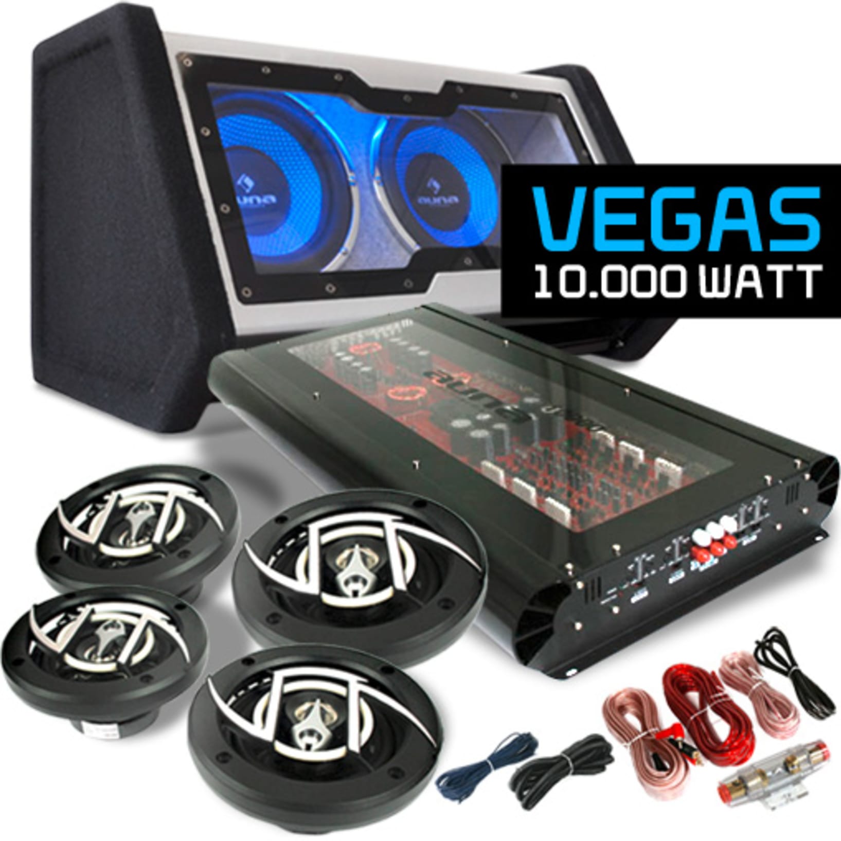 weerstand Uitwisseling Beweren auna Car Hifi set "Vegas" 4.1 installatie 10.000W max. boxen bass versterker
