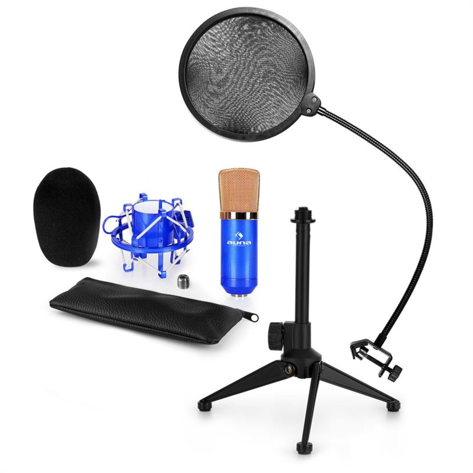 MIC-900BL Juego de micrófono V4 USB Micrófono de condensador Protector  antipop Brazo para micrófono azul