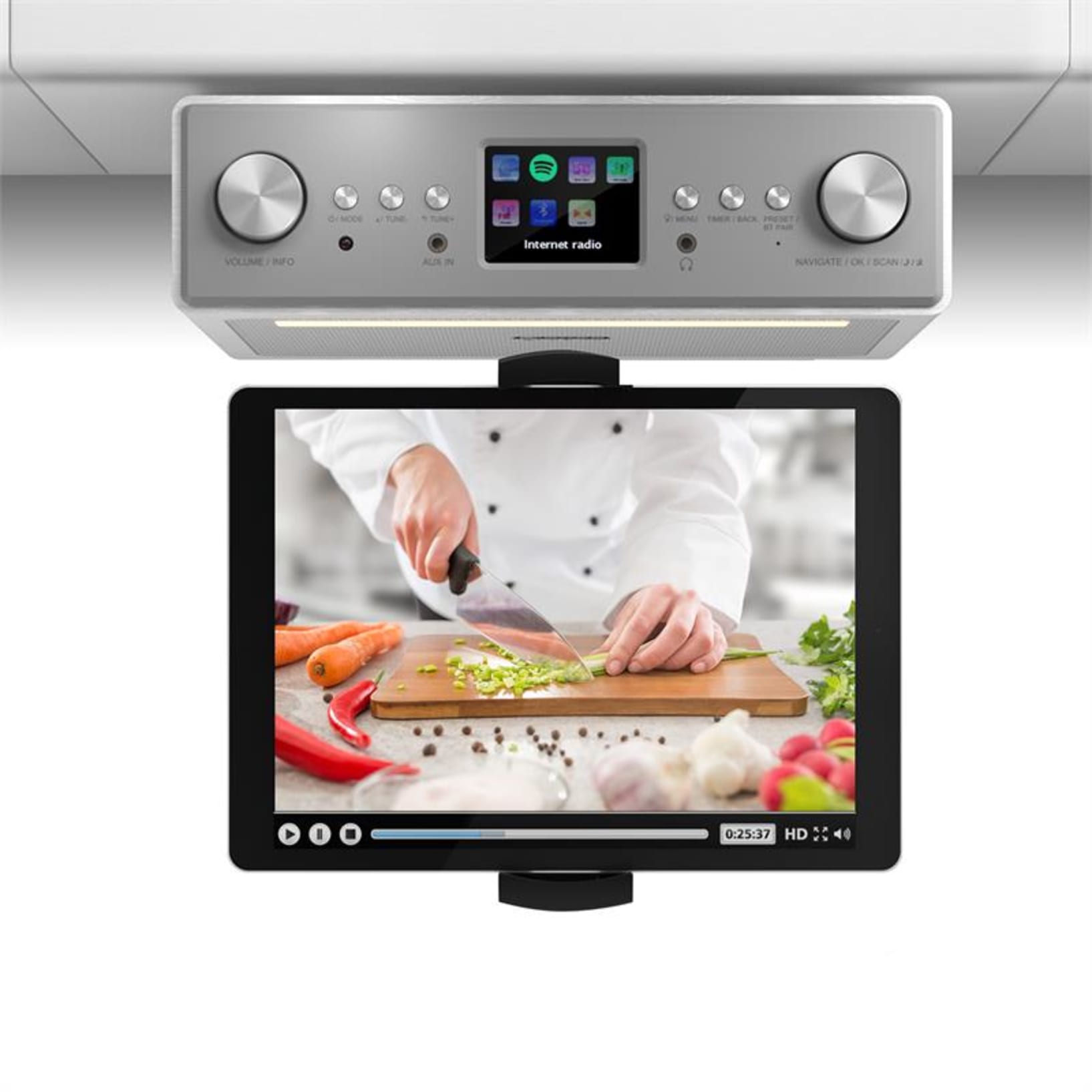 Auna - Radio de cuisine encastrable - Auna - Avec Bluetooth - Blanc - Radio  - Rue du Commerce