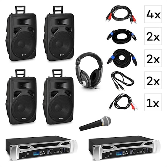 Vonyx Berlin Nights DJ System Set Amplifier Speaker DJ Headphones