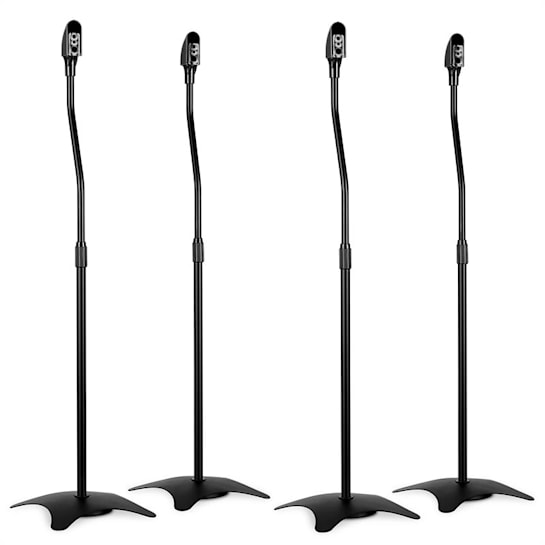 4x Black Steel Height Adjustable Home Cinema Surround Sound Speaker Stands