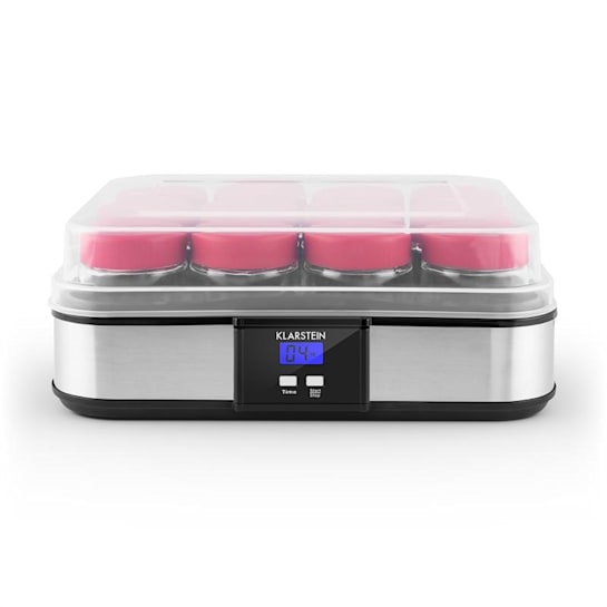 Gaia Stainless Steel Yoghurt Maker with 12 Jars and Timer Black