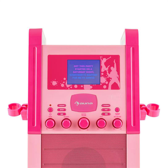 KA8P-V2 PK Karaoke Machine CD Player with Microphones Pink