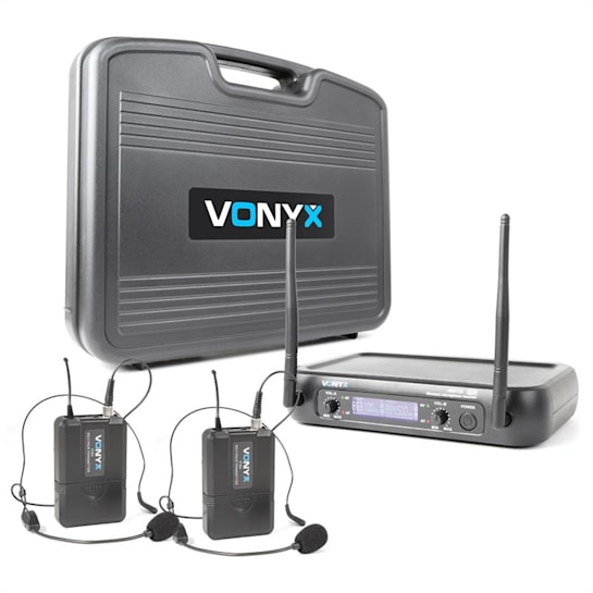 WM73H 2-Channel UHF Wireless Microphone System 2xPocket Transmitter with Headset