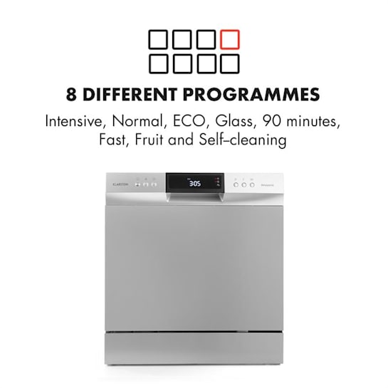 Klarstein Amazonia 8 Neo Tableware Dishwasher 8 Programmes LED Display