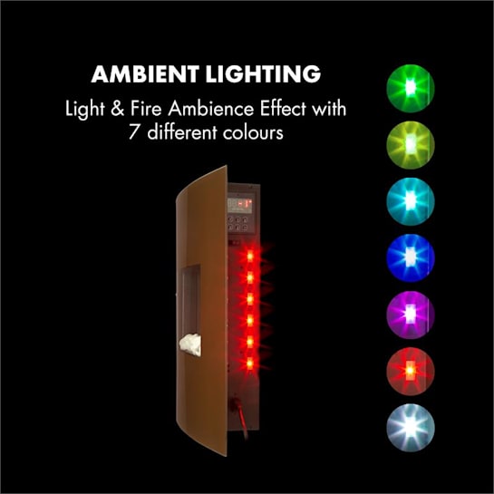 Klarstein Curved Copper L&F 1000/2000 W Panel de cristal curvado Mando