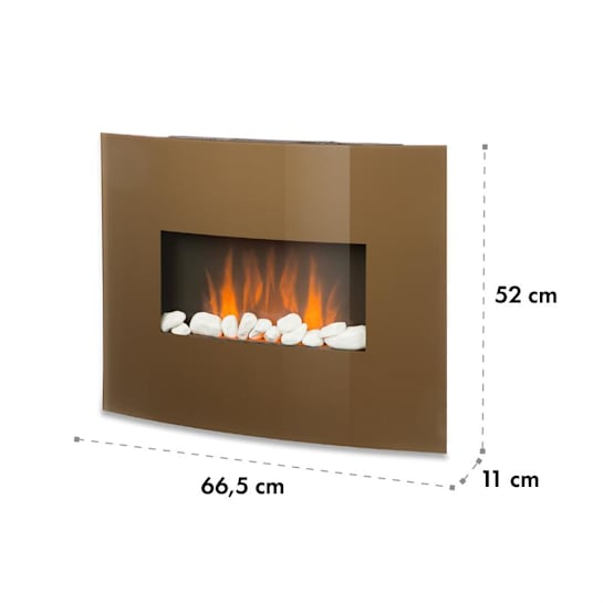 Klarstein Curved Copper L&F 1000/2000 W Panel de cristal curvado Mando